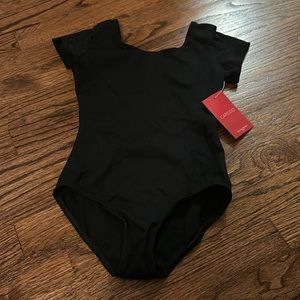 Capezio Short Sleeve Girls Black Leotard